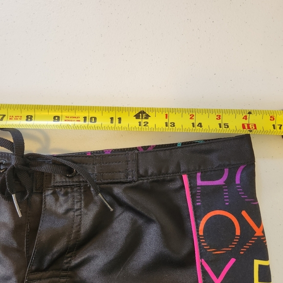 Roxy Swim Black Board Shorts Lace-Up Surf Long Bermuda Short Trunks Beach 3 - Picture 7 of 11